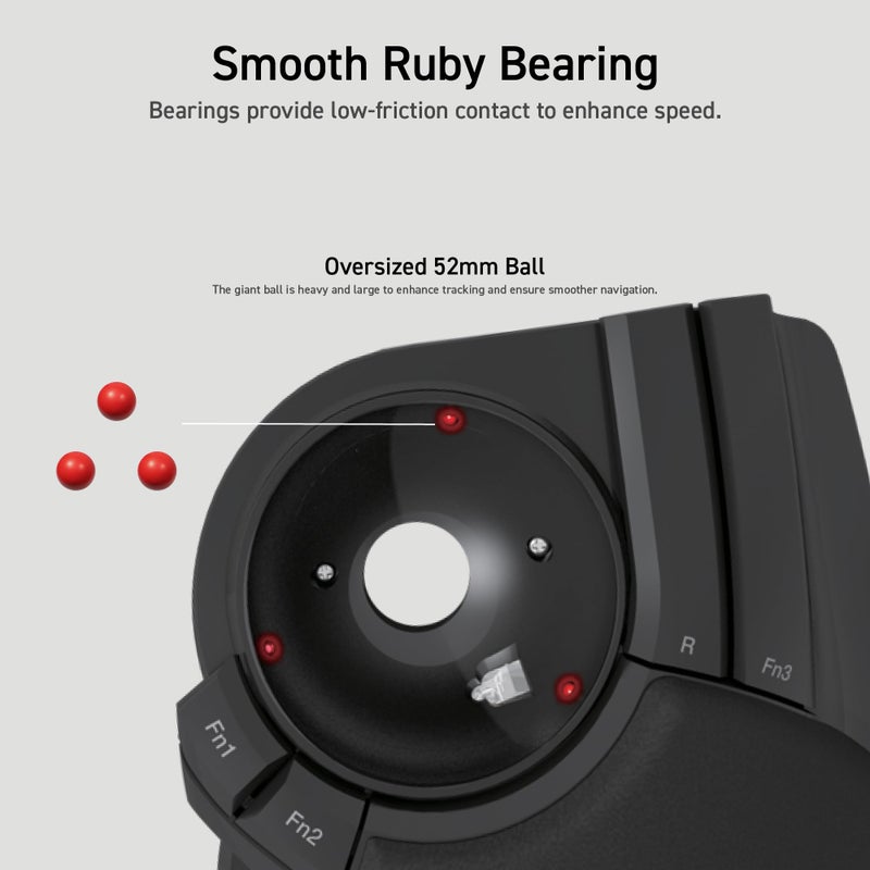 ELECOM HUGE Trackball, 2.4GHz Wireless USB, Index Finger Control, Customizable 8-Button, Large Soft Palm Rest, 52mm Ball, Windows PC Mac (M-HT1DRBK) - Image 4